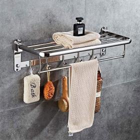 Porte-serviettes mural pliable en acier inoxydable avec crochets – علاقة مناشف قابلة للطي